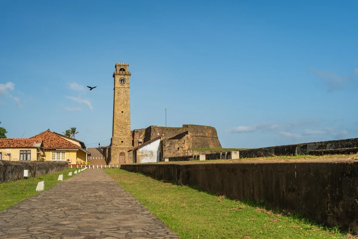 Galle Fort clock tower and historic ramparts